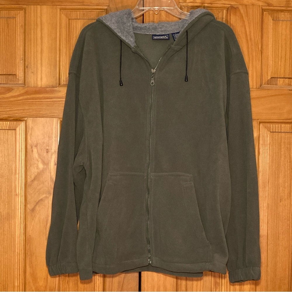 NWOT Basic Editions Vintage 90s Jacket Heavyweight Hooded Fleece Gray L Large